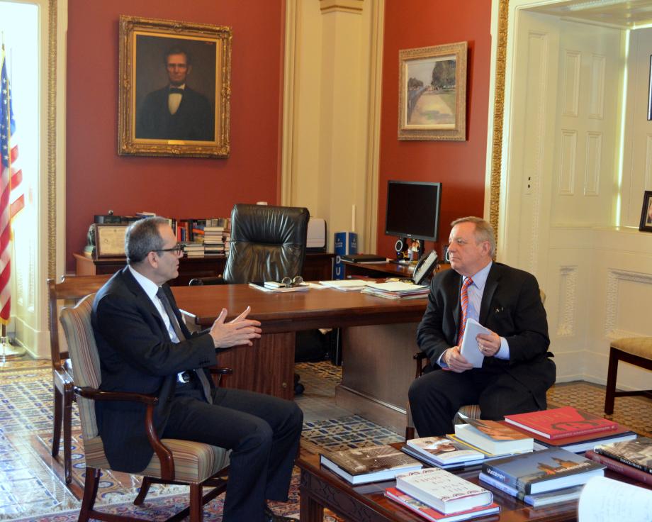 U.S. Senator Dick Durbin met with Egyptian Ambassador to the United States Mohamed Tawfik for an update on U.S. - Egyptian relations.